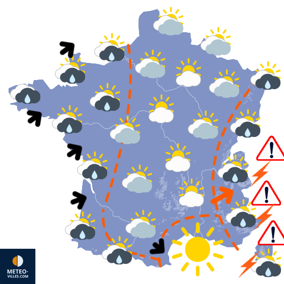 Carte de prévisions du temps du Dimanche 7 septembre 2025