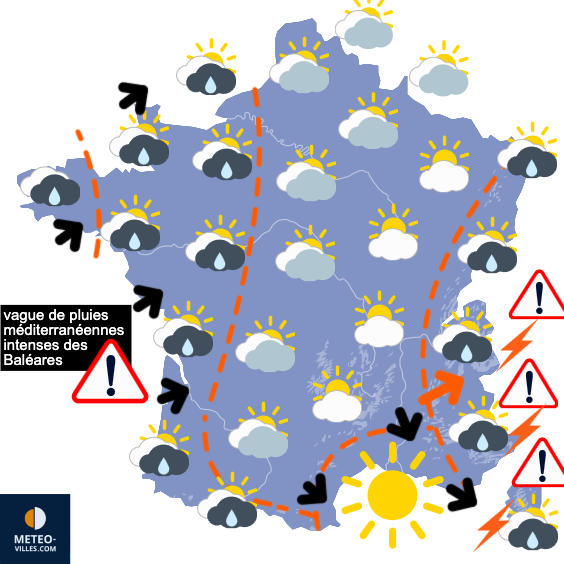 Carte de prévisions du temps du Monday, September 8, 2025