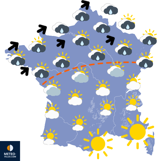 Carte de prévisions du temps du Monday, September 8, 2025