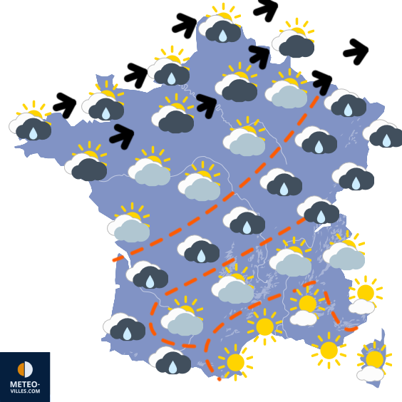 Carte de prévisions du temps du Dimanche 14 septembre 2025
