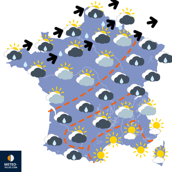 Carte de prévisions du temps du Dimanche 14 septembre 2025