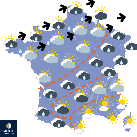Carte de prévisions du temps du Monday, September 15, 2025