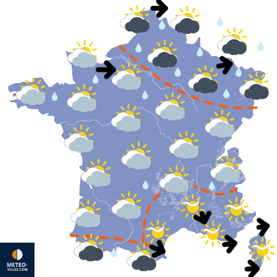 Carte de prévisions du temps du Dimanche 14 septembre 2025