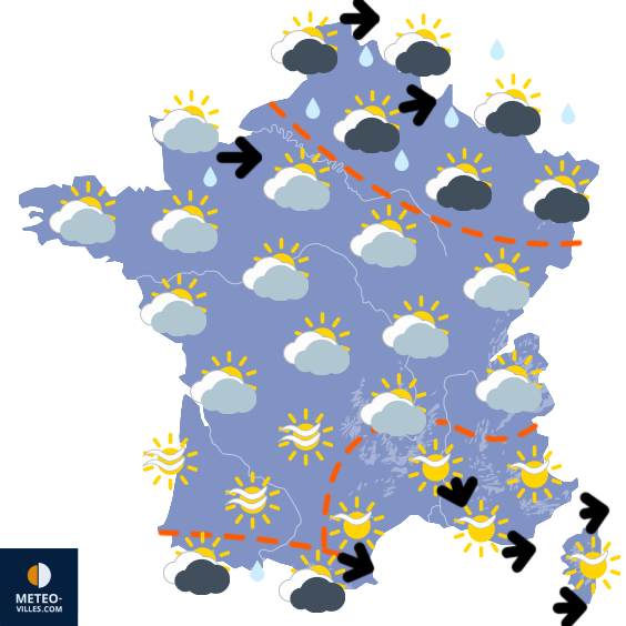 Carte de prévisions du temps du Lundi 15 septembre 2025