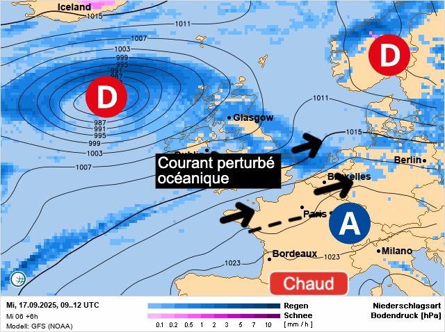 Carte de prévisions d'europe du Wednesday, September 17, 2025