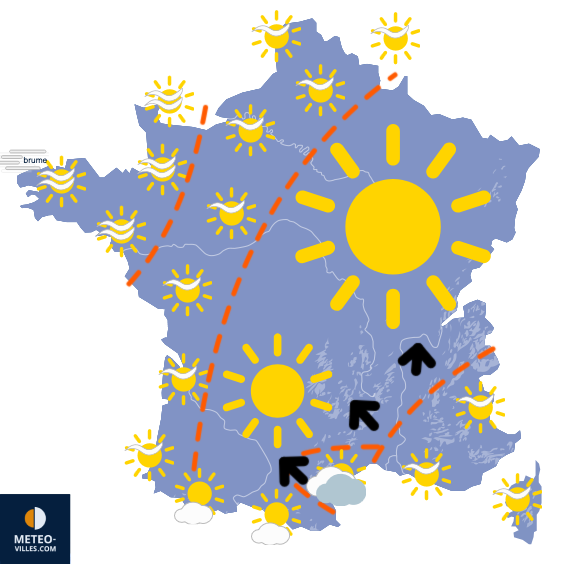 Carte de prévisions du temps du Vendredi 19 septembre 2025