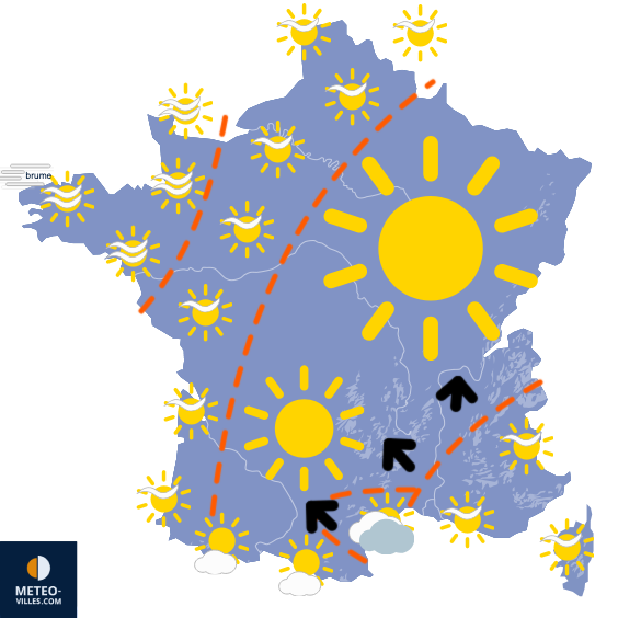 Carte de prévisions du temps du Vendredi 19 septembre 2025