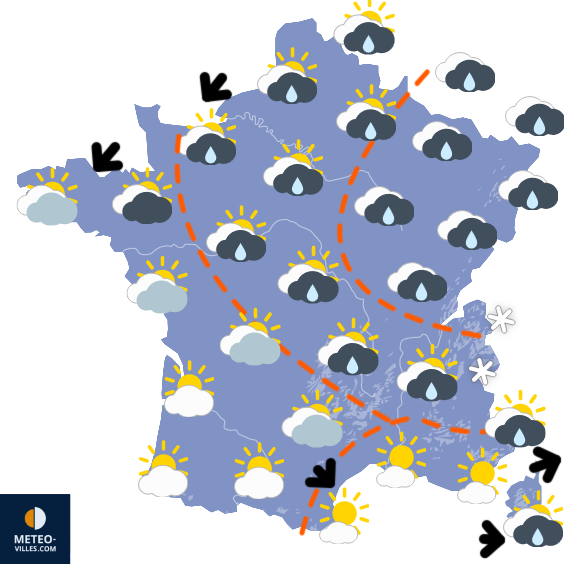 Carte de prévisions du temps du Vendredi 19 septembre 2025