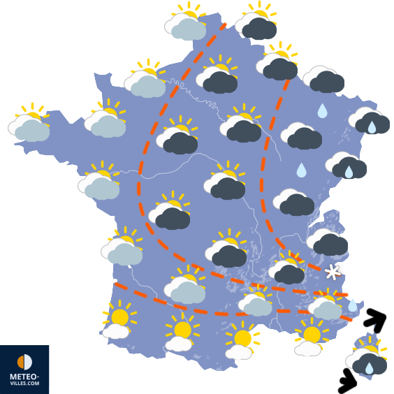 Carte de prévisions du temps du Mardi 23 septembre 2025