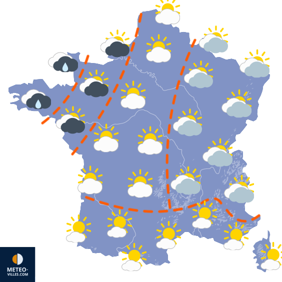 Carte de prévisions du temps du Mardi 23 septembre 2025