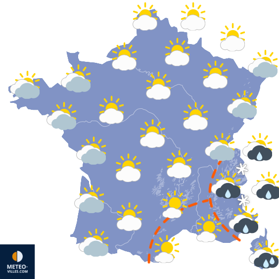 Carte de prévisions du temps du Mardi 23 septembre 2025
