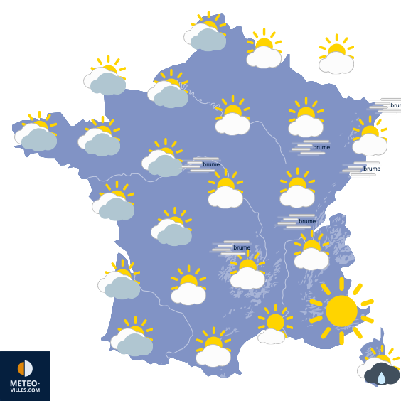 Carte de prévisions du temps du Mardi 23 septembre 2025