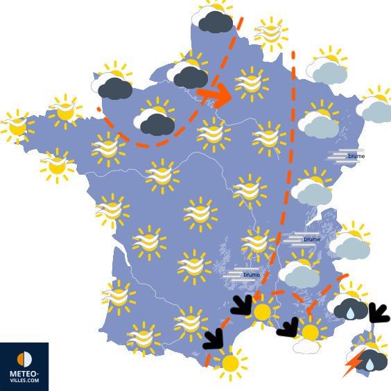 Carte de prévisions du temps du Mardi 30 septembre 2025
