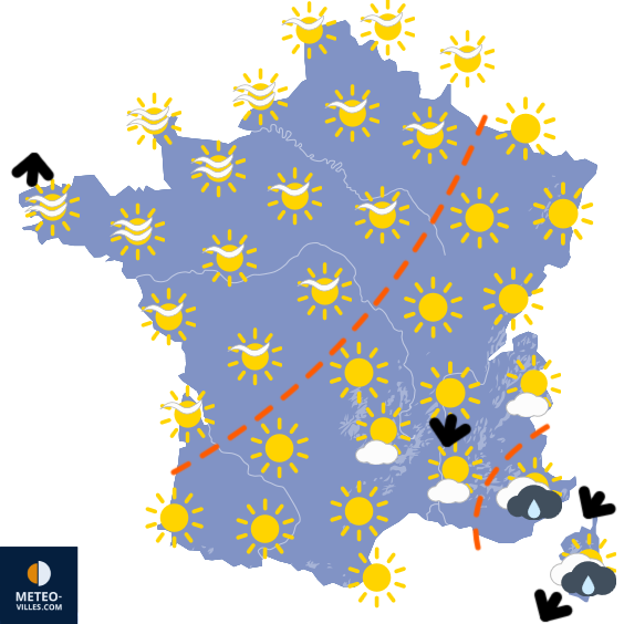 Carte de prévisions du temps du Mardi 30 septembre 2025