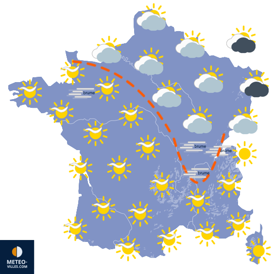Carte de prévisions du temps du Lundi 6 octobre 2025