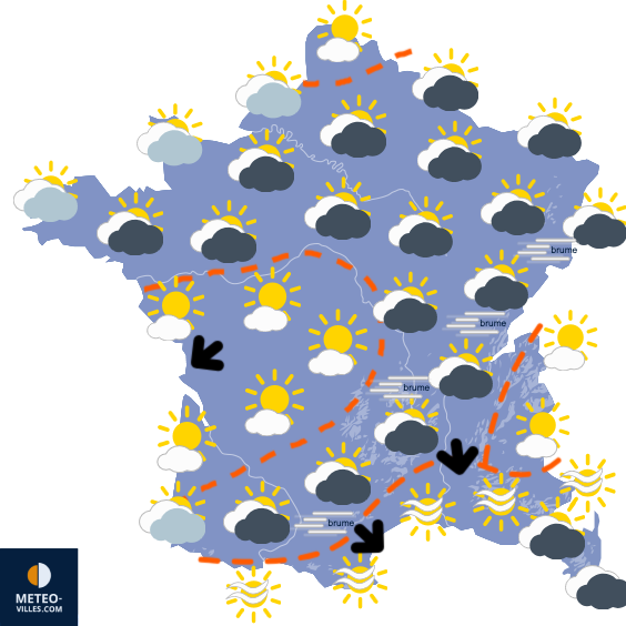 Carte de prévisions du temps du Mercredi 8 octobre 2025