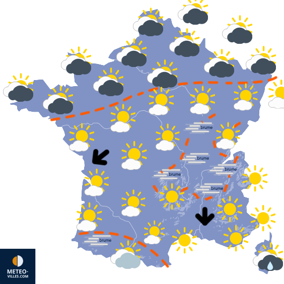 Carte de prévisions du temps du Jeudi 9 octobre 2025