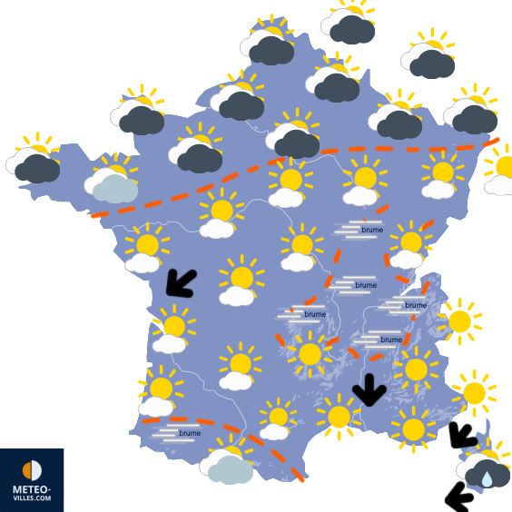 Carte de prévisions du temps du Vendredi 10 octobre 2025