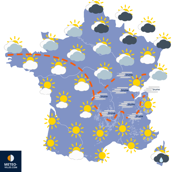 Carte de prévisions du temps du Dimanche 12 octobre 2025