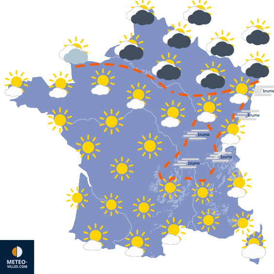 Carte de prévisions du temps du Jeudi 9 octobre 2025