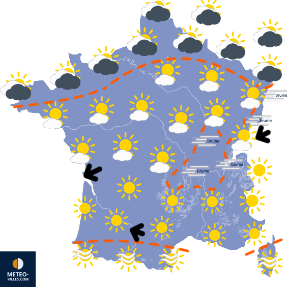 Carte de prévisions du temps du Vendredi 10 octobre 2025