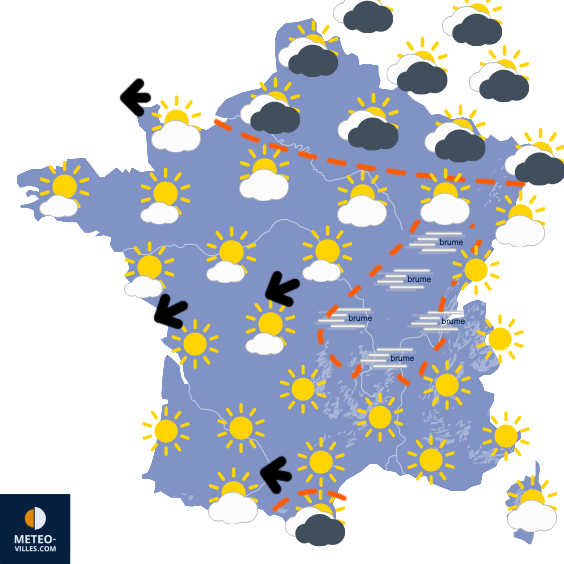 Carte de prévisions du temps du Vendredi 10 octobre 2025