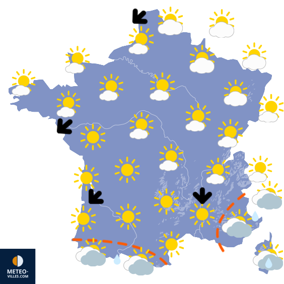 Carte de prévisions du temps du Jeudi 9 octobre 2025