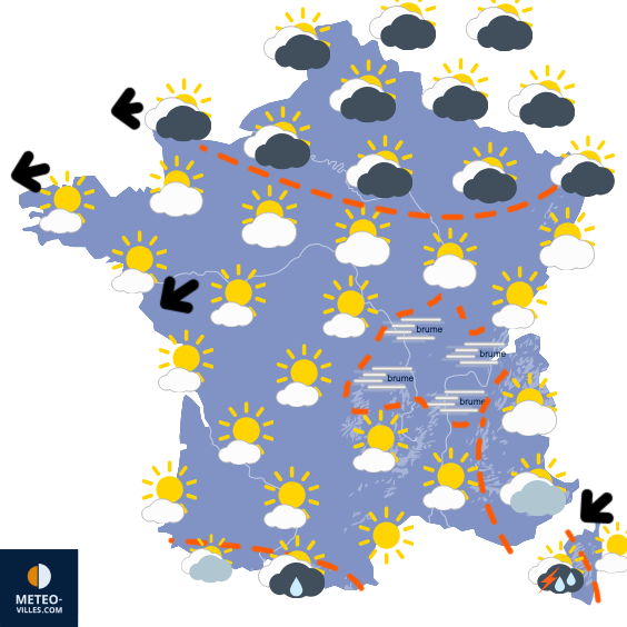 Carte de prévisions du temps du Jeudi 16 octobre 2025