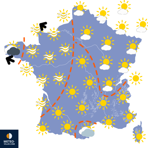 Carte de prévisions du temps du Mercredi 15 octobre 2025