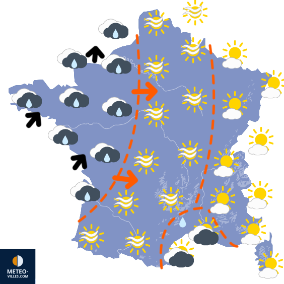Carte de prévisions du temps du Mercredi 15 octobre 2025