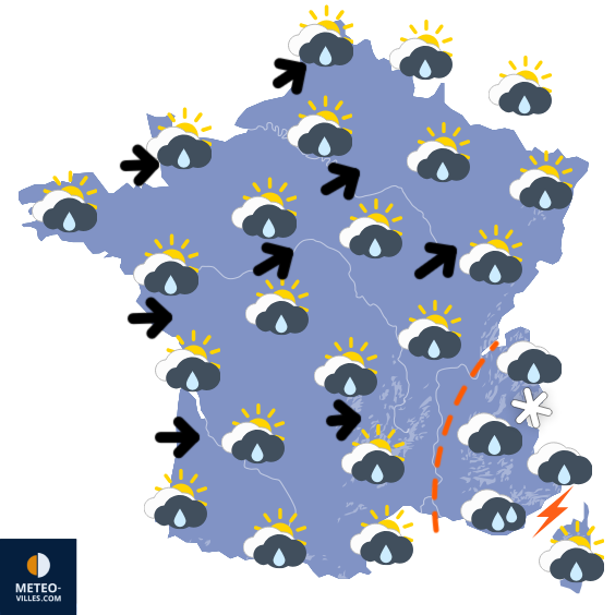 Carte de prévisions du temps du Mercredi 15 octobre 2025