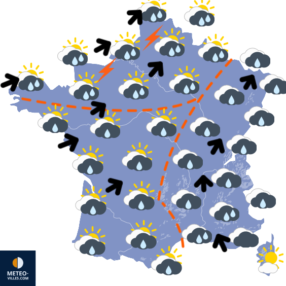 Carte de prévisions du temps du Jeudi 16 octobre 2025