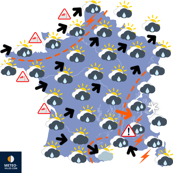 Carte de prévisions du temps du Lundi 20 octobre 2025