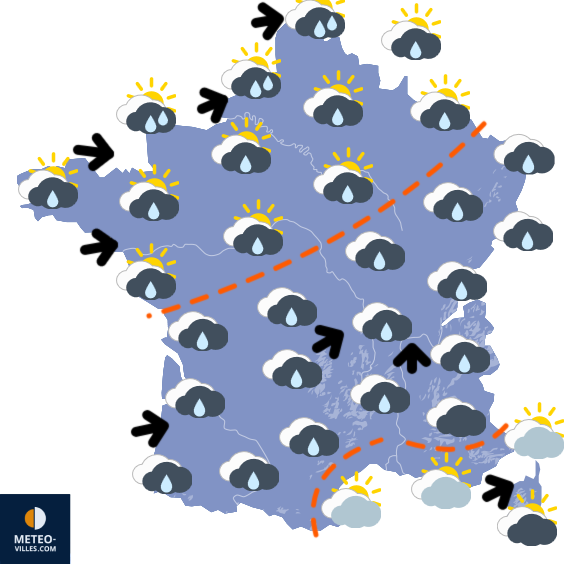 Carte de prévisions du temps du Samedi 18 octobre 2025