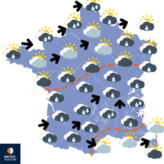 Carte de prévisions du temps du Lundi 20 octobre 2025