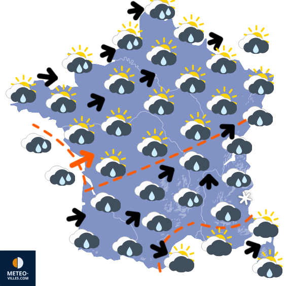 Carte de prévisions du temps du Lundi 20 octobre 2025