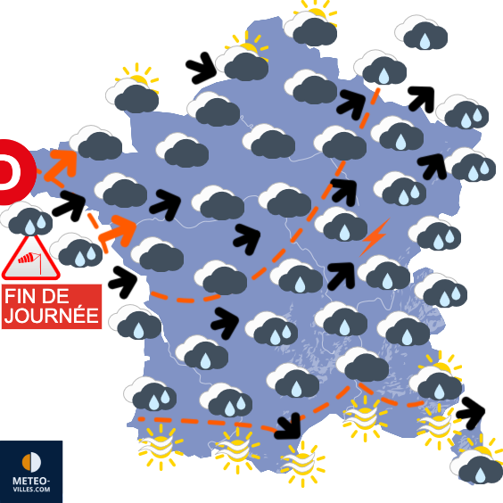 Carte de prévisions du temps du Mercredi 22 octobre 2025