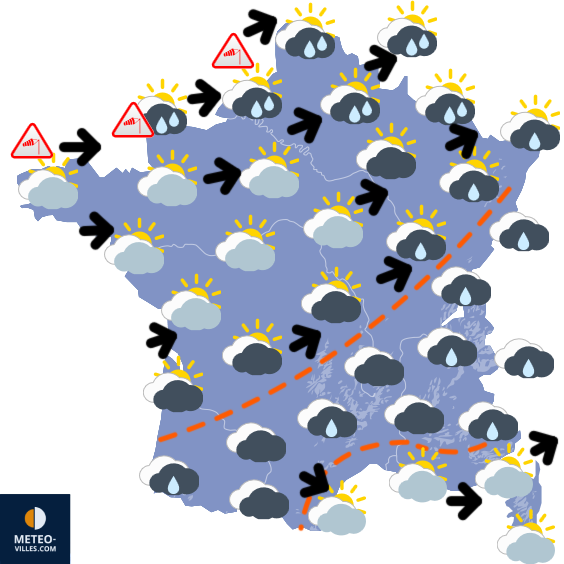 Carte de prévisions du temps du Lundi 20 octobre 2025