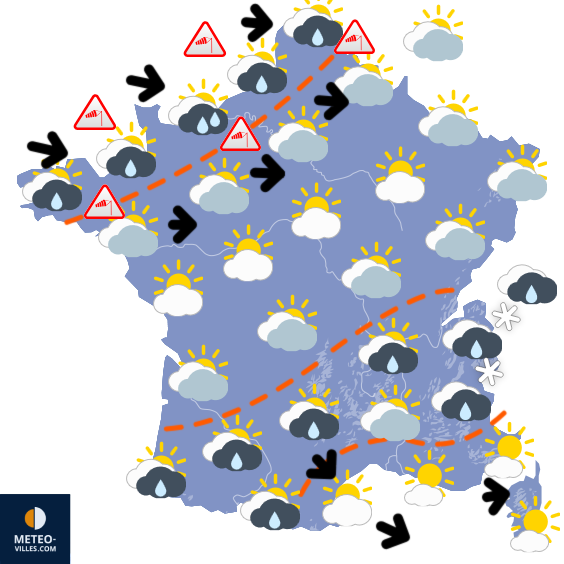 Carte de prévisions du temps du Samedi 18 octobre 2025