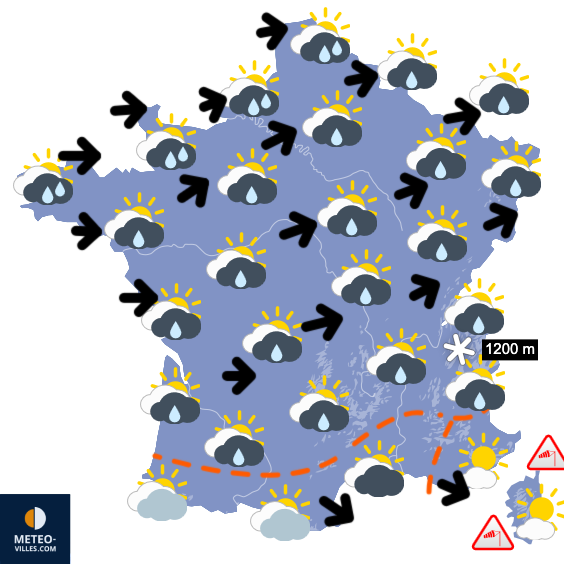 Carte de prévisions du temps du Mercredi 22 octobre 2025