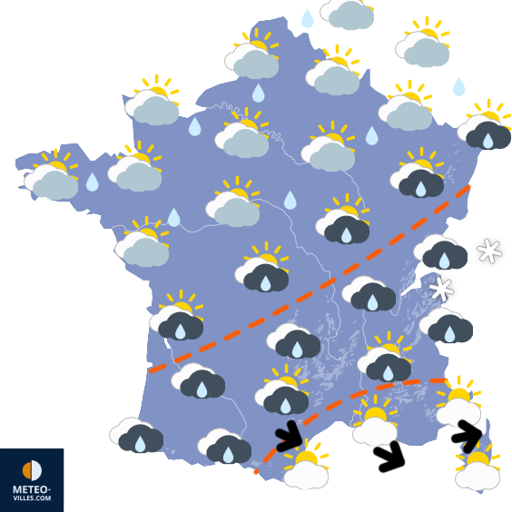 Carte de prévisions du temps du Samedi 25 octobre 2025