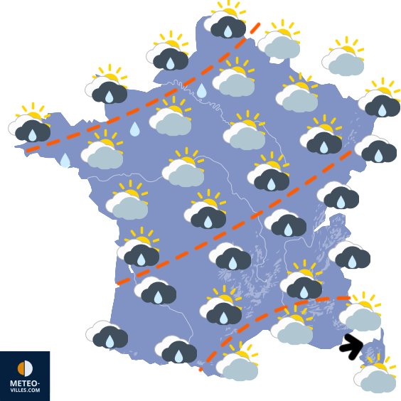 Carte de prévisions du temps du Lundi 20 octobre 2025