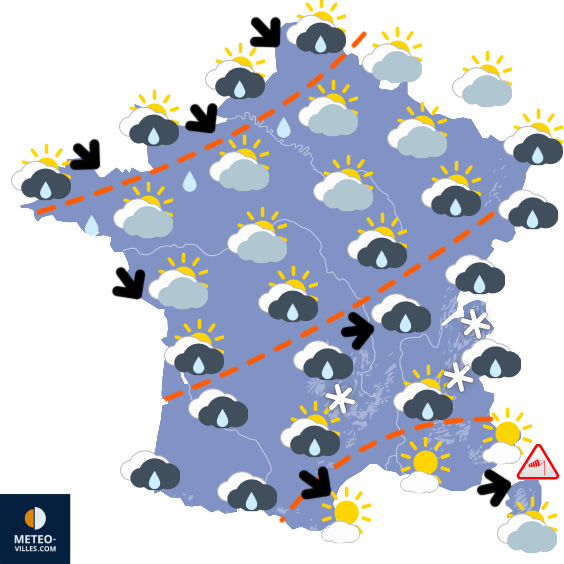 Carte de prévisions du temps du Samedi 25 octobre 2025