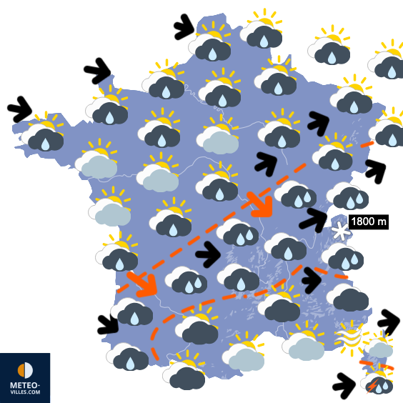 Carte de prévisions du temps du Samedi 25 octobre 2025