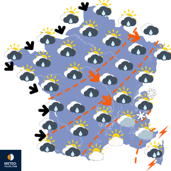 Carte de prévisions du temps du Samedi 18 octobre 2025
