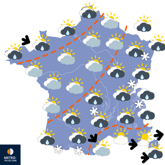 Carte de prévisions du temps du Mercredi 22 octobre 2025