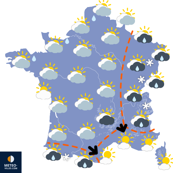 Carte de prévisions du temps du Mercredi 22 octobre 2025