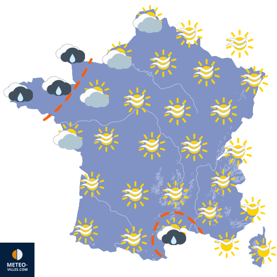 Carte de prévisions du temps du Mercredi 22 octobre 2025