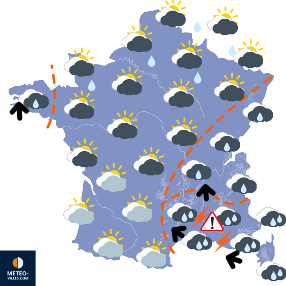 Carte de prévisions du temps du Samedi 25 octobre 2025