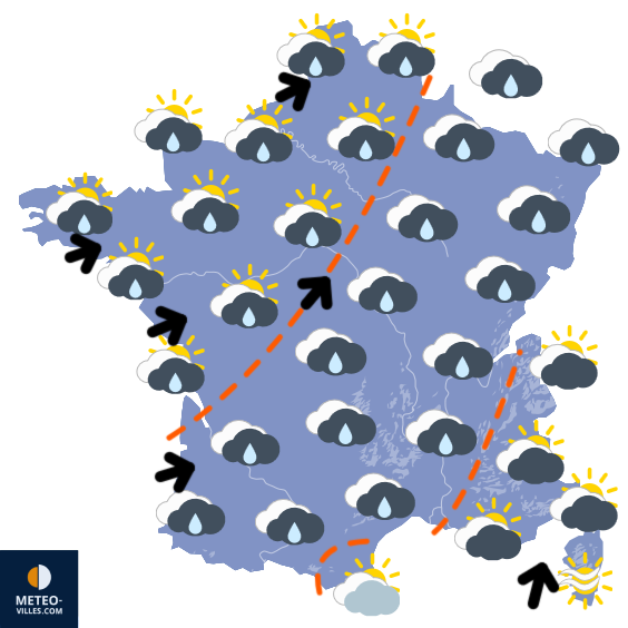 Carte de prévisions du temps du Dimanche 2 novembre 2025